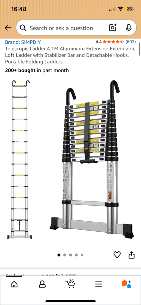 Brand new extendable telescopic ladder- 4.1m, aluminium foldable extendable ladder