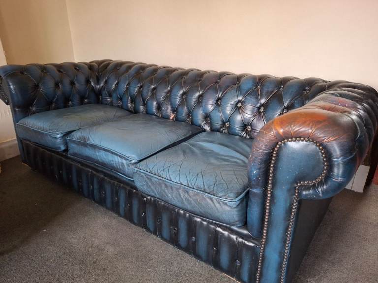 Chesterfield, three seater leather sofa