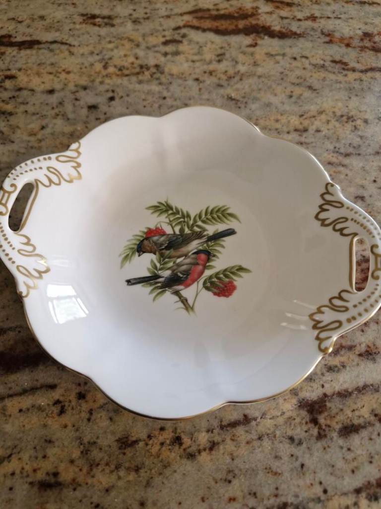 Coalport British Birds - THE BULLFINCH - Twin Handled Dish - English Bone China