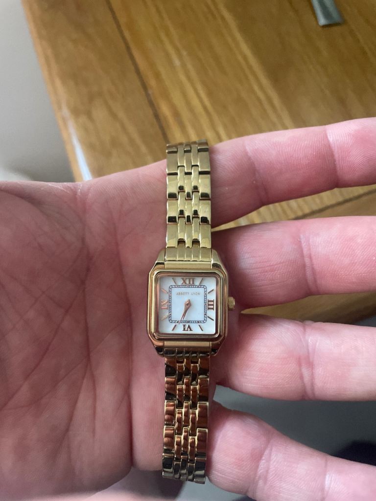 Gold Tone Square Face Abbott Lyon Watch – Good Condition