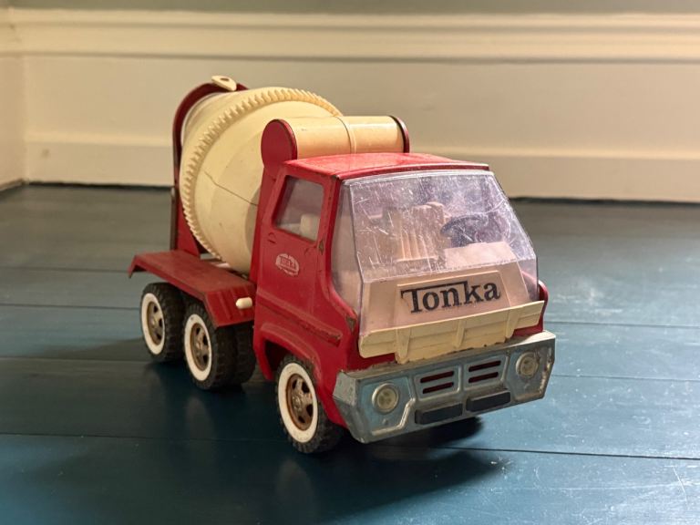 Vintage Tonka Cement Mixer Truck – Red Metal Toy