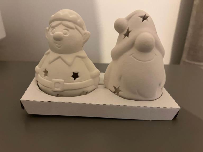 ​Paint Your Own Christmas Ceramic Gonk & Elf - Festive Tea Light Holders Set