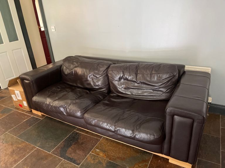 2 x 2seaters sofa dark brown leather