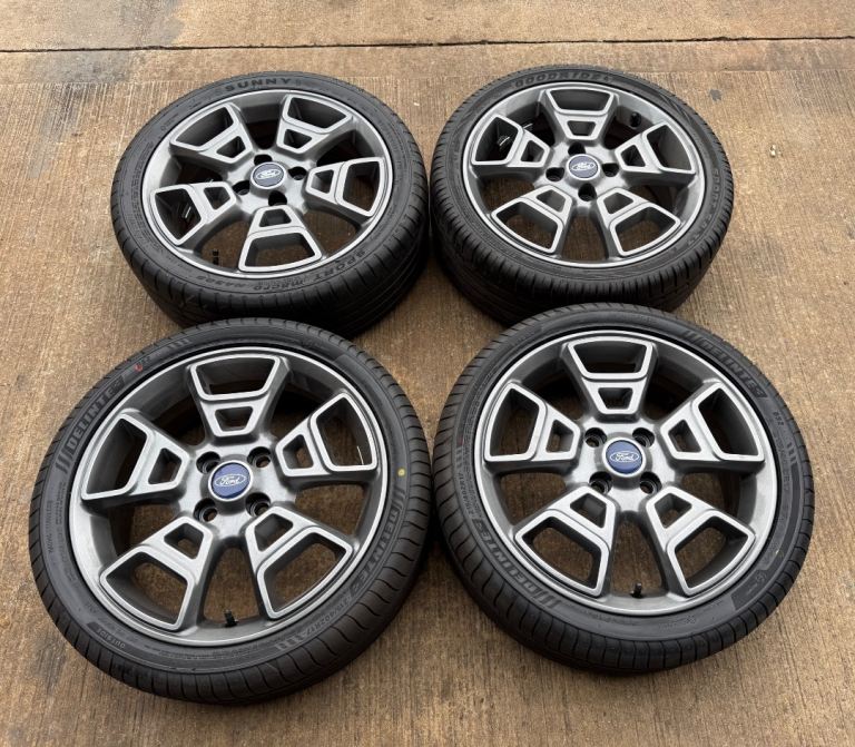 GENUINE OEM ECOSPORT 17” 4x108 ALLOY WHEELS + GOOD TYRES FIESTA COURIER VAN