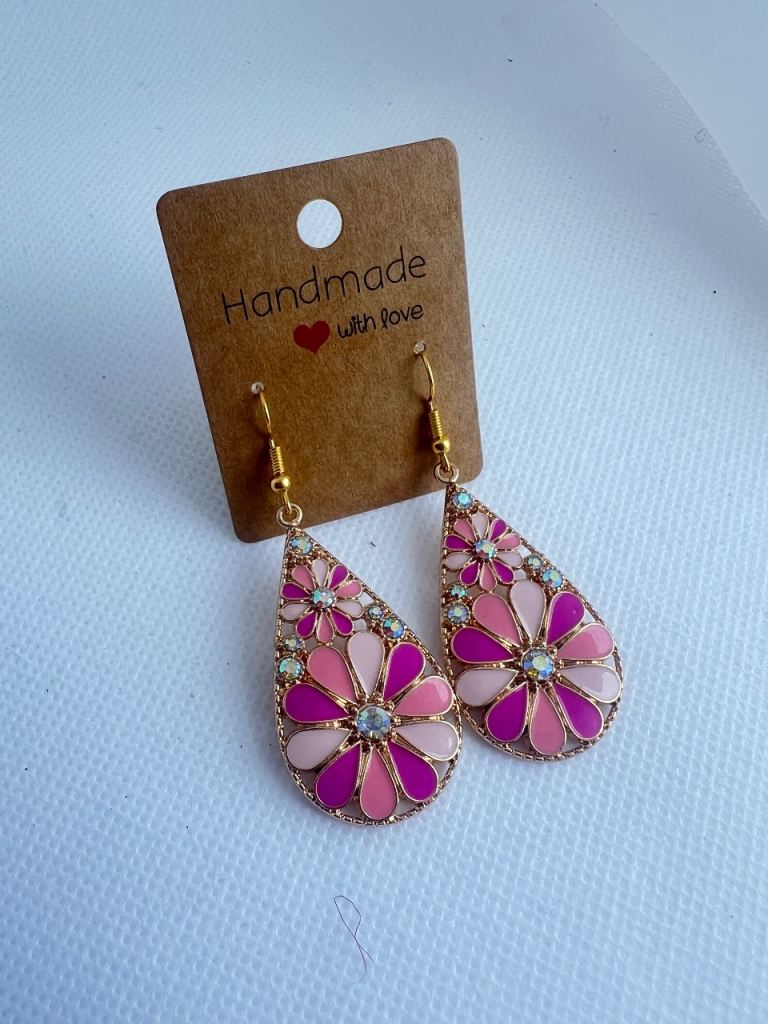 Pink Flower Earring with Sunflower shape 