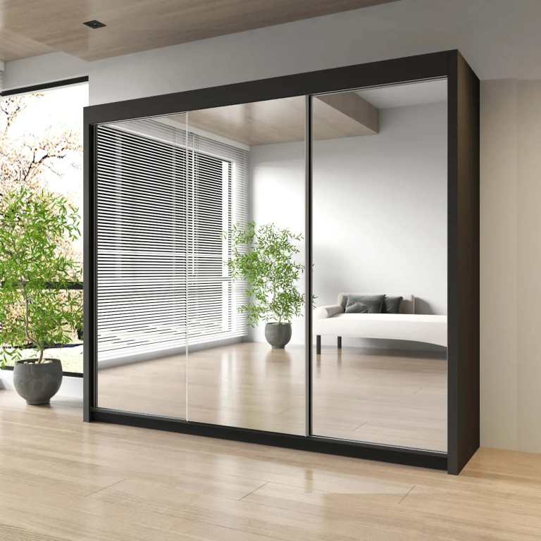Space Efficient 2 Door Mirrored Wardrobe