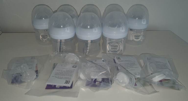 8x PHILIPS Avent Natural Response Baby Bottle 125ml 5x Ultra Start Soother 0-2m NEW