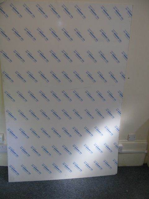 Solid PVC Acrylic Sheet White Perspex . Size : 185cm by 125cm . 5mm thickness