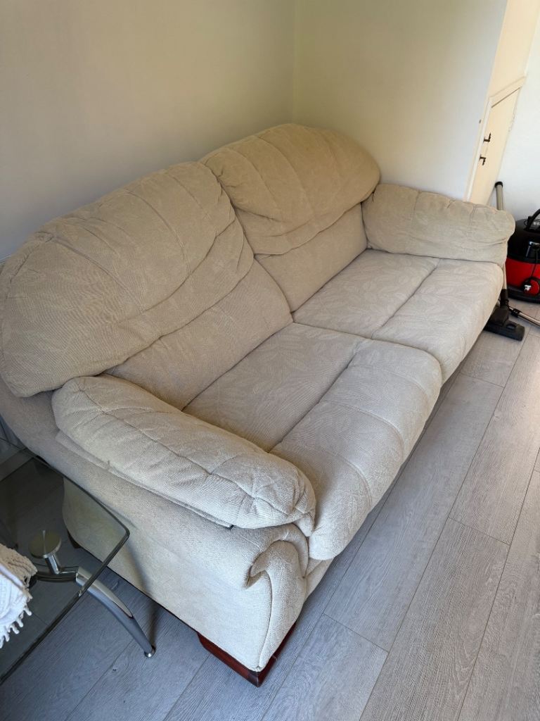 FREE- Cream Fabric Two-Seater Sofas, Good Condition