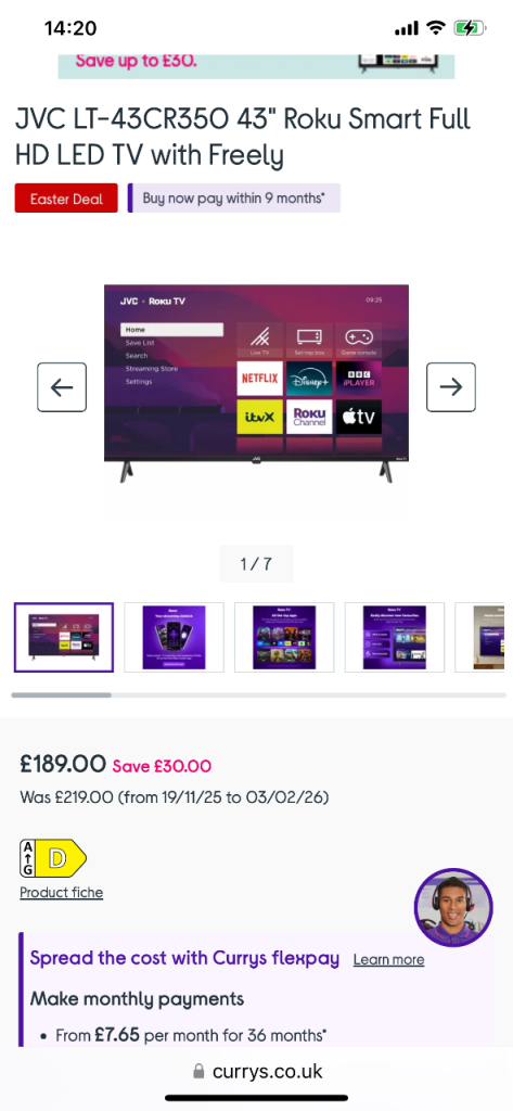 JVC 43 inch led smart tv. 