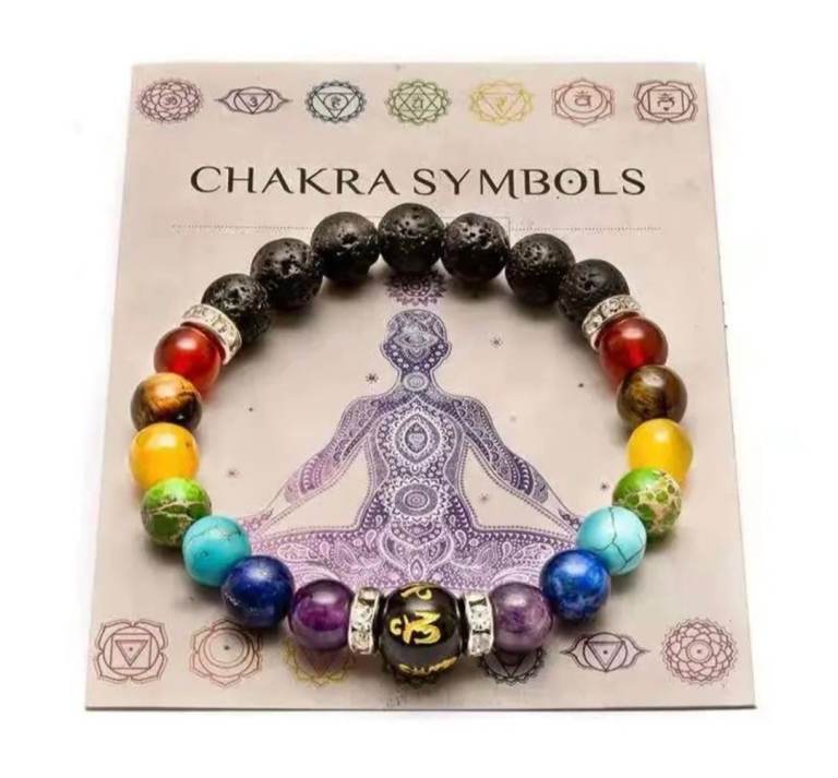 New Chakra Symbols Beaded Bracelet - Multicoloured