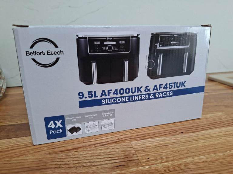 Belfort Etech Silicone Liners & Racks for Ninja Air Fryer 9.5L AF400UK/AF451UK