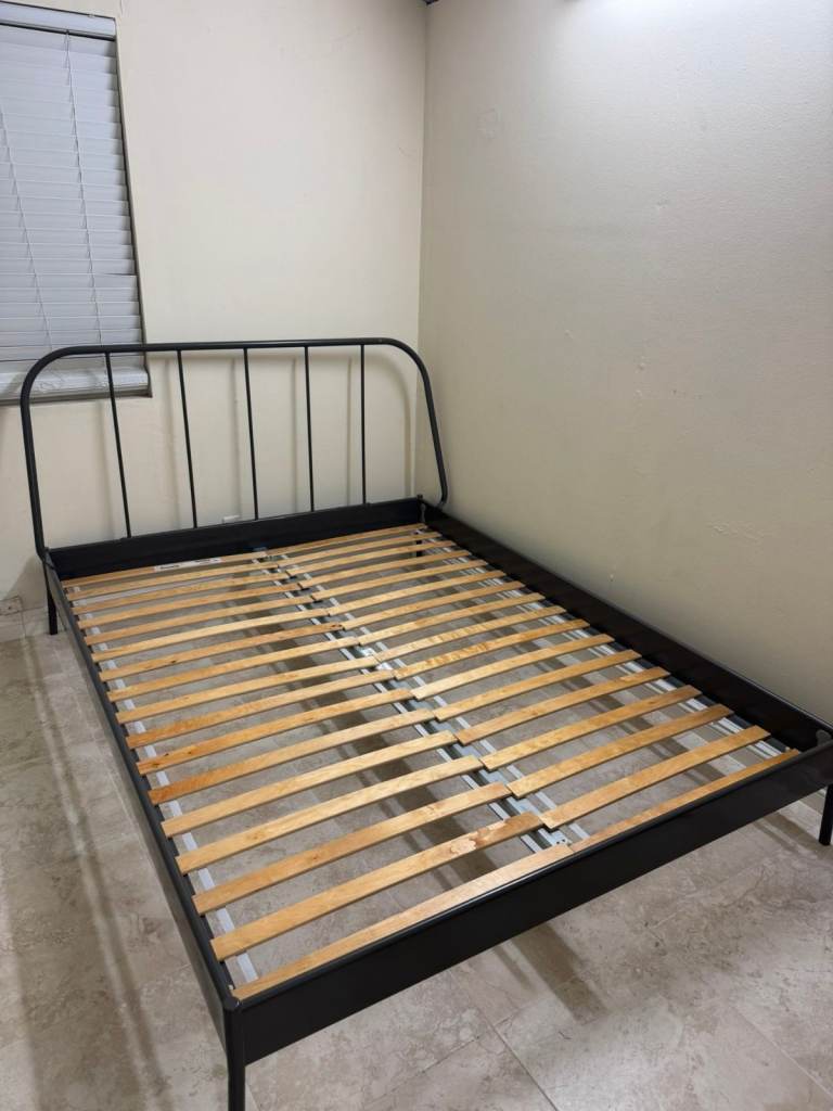 IKEA Kopardal Double UK Bed Frame (Grey) - Sturdy Metal Frame