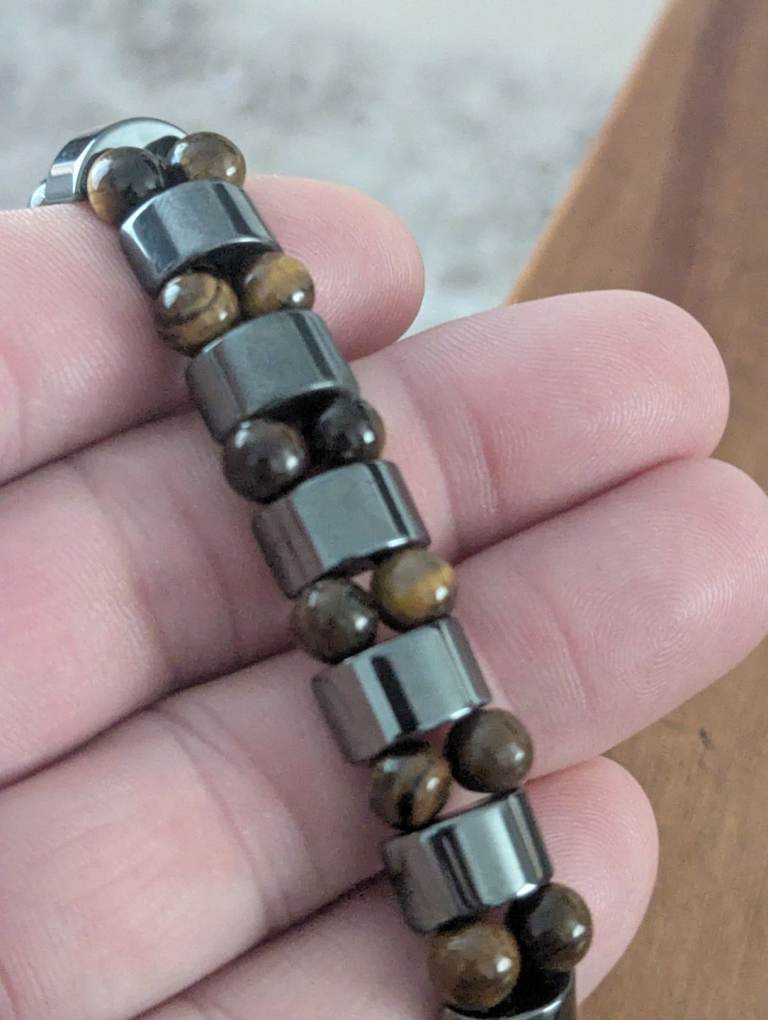 Tigers eye and metal stretch bracelet