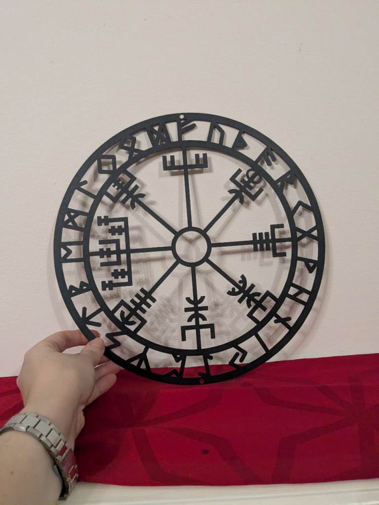 Ornament Decorative metal wall art featuring Nordic runes Fehu. NEW