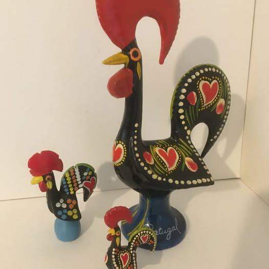 Vintage Folk Art Ceramic Chickens large, medium & small 