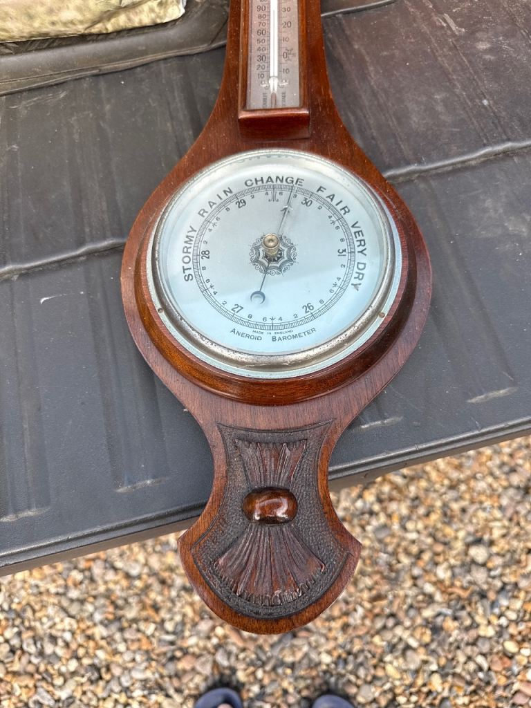 Vintage Aneroid Barometer and Thermometer