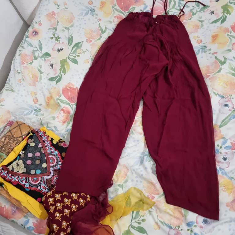 Small Maroon diamonte dress. Heavy salwar. Short kameez. Asian dress. Kurti. Wedding party