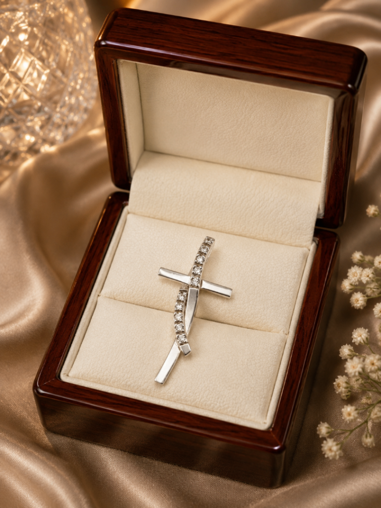 Vintage Silver and White Sapphire Cross Pendant