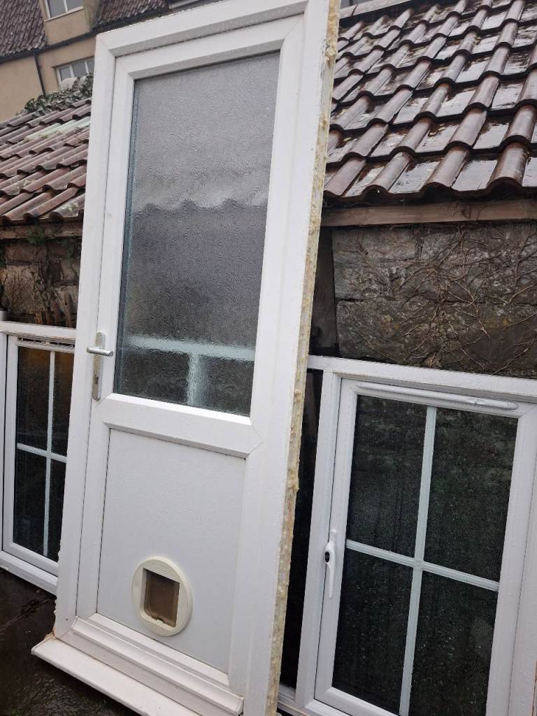 PVC DOOR & FRAME & GLASS 33.5 X 82.5 Inchs 