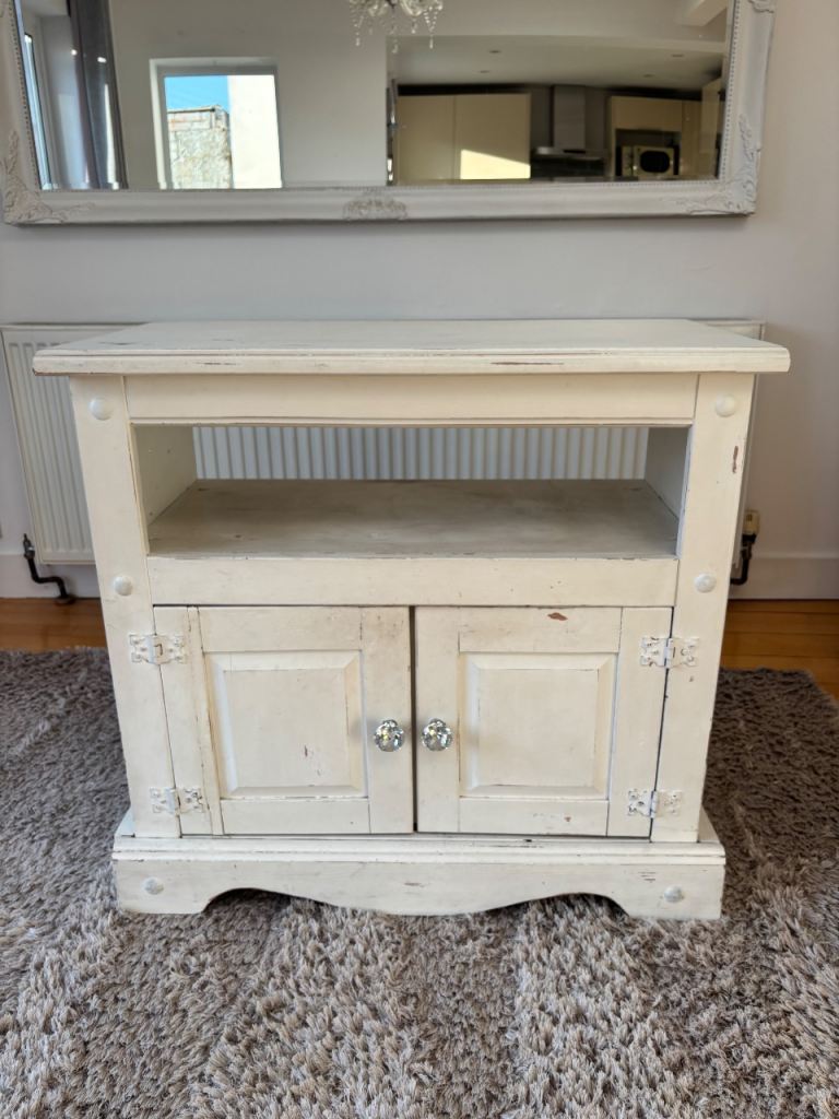 Cream Wooden TV Unit with Storage - Fair Condition