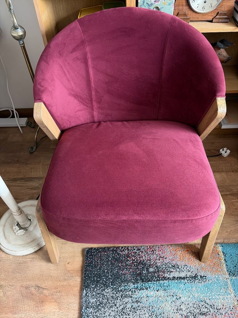 Next velvet burgundy arm chair , beautiful, not used