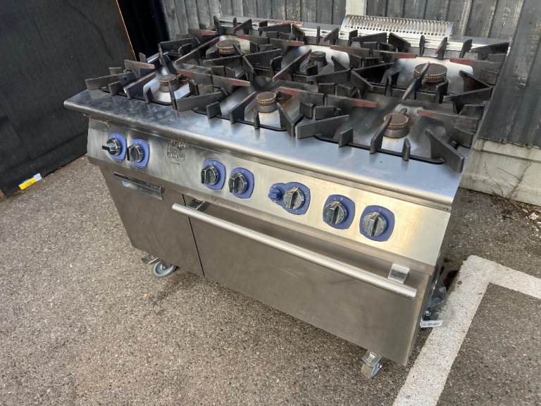 GAS 6 LARGE BURNER COOKER UNDER OVEN QUALITY ELECTROLUX CATERING COMMERCIAL KITCHEN EQUIPMENT 