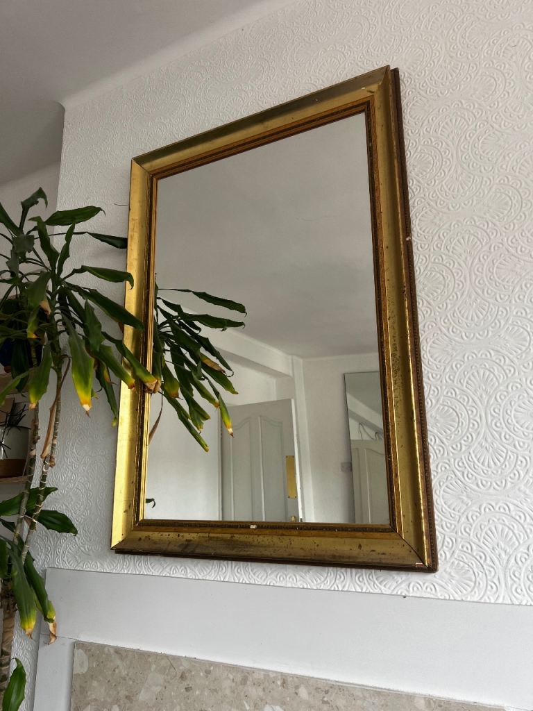 Gold Framed Mirror – Fair Condition, Some Wear