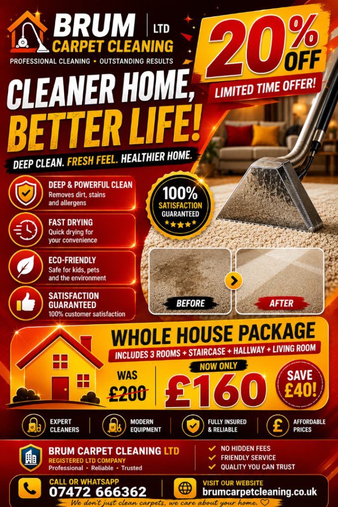 ⭐ Brum Carpet Cleaning LTD – Professional Carpet & Sofa Cleaning