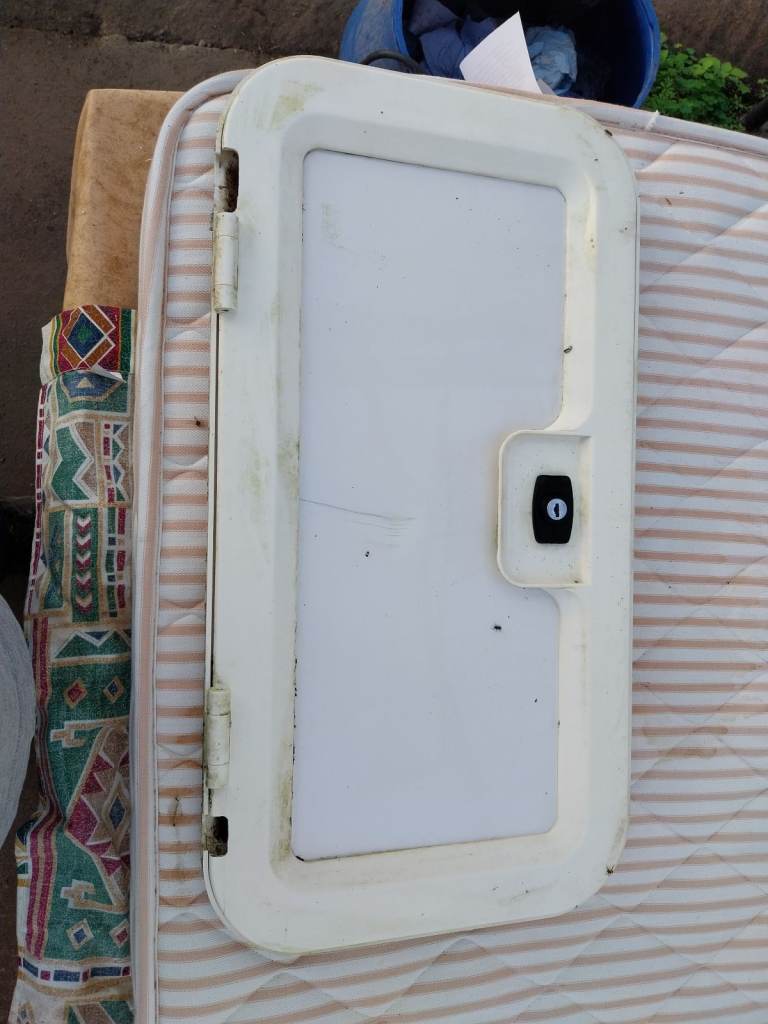 Caravan locker door.
