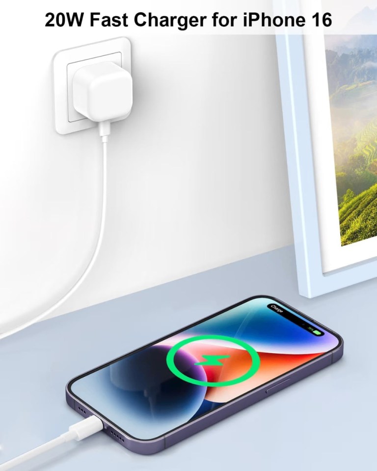 For iPhone 14 13 12 11 Pro XR XS Fast Charging 20W USB-C PD Plug Charger Cable