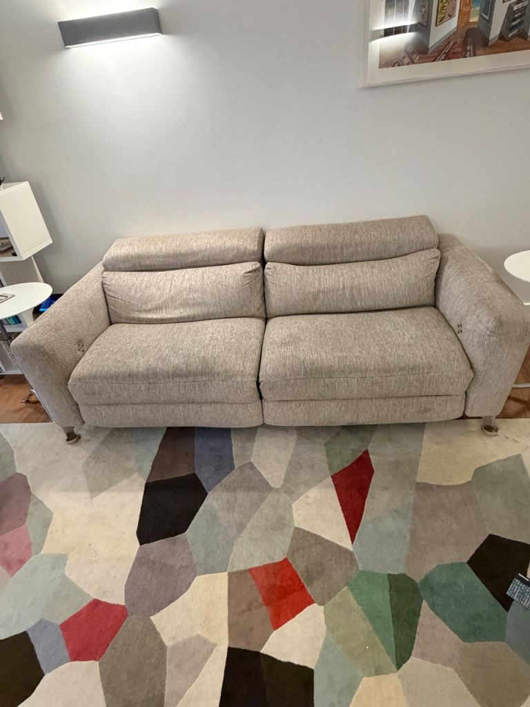 Natuzzi 2/3 Seater Electric Recliner Sofa - Grey/Beige