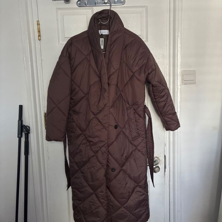 Warehouse Brown Quilted Puffer Coat - Size 10, Brand New with Tags