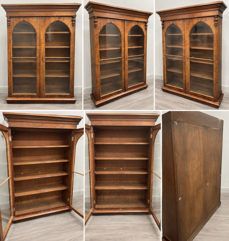 Antique Victorian Style Glazed Bookcase / Display Cabinet