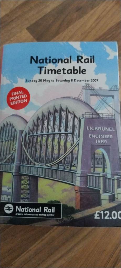 Final edition National Rail Timetable book 