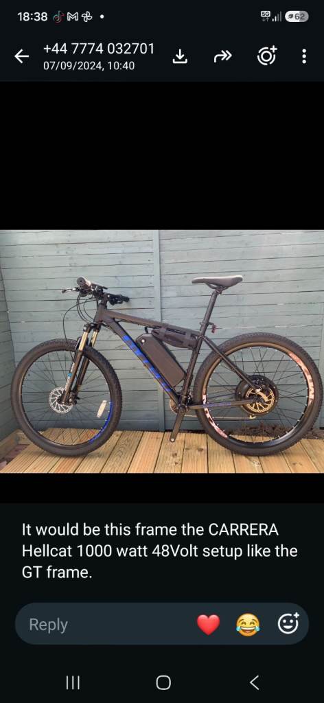 Carrera Hellcat 1000W Electric Mountain Bike – Good Condition