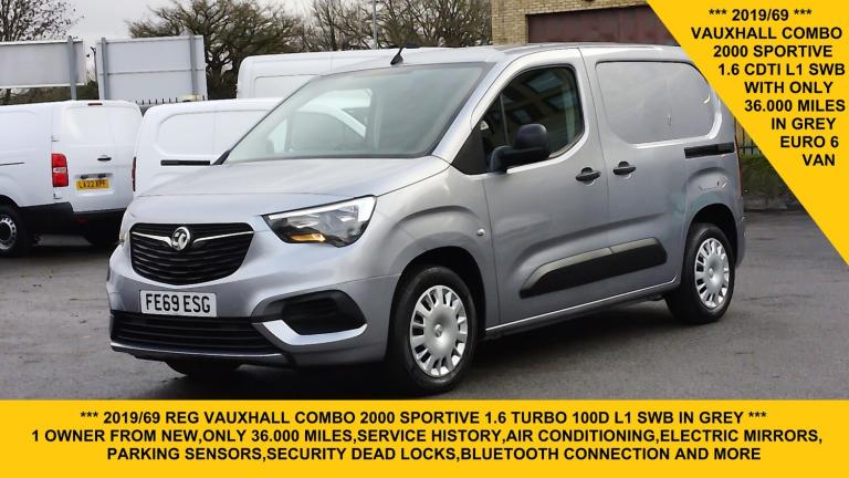 2019 Vauxhall Combo 2000 SPORTIVE 1.6 L1 SWB IN GREY WITH ONLY 36.000 MILES,AIR CONDITIONING,3  P...