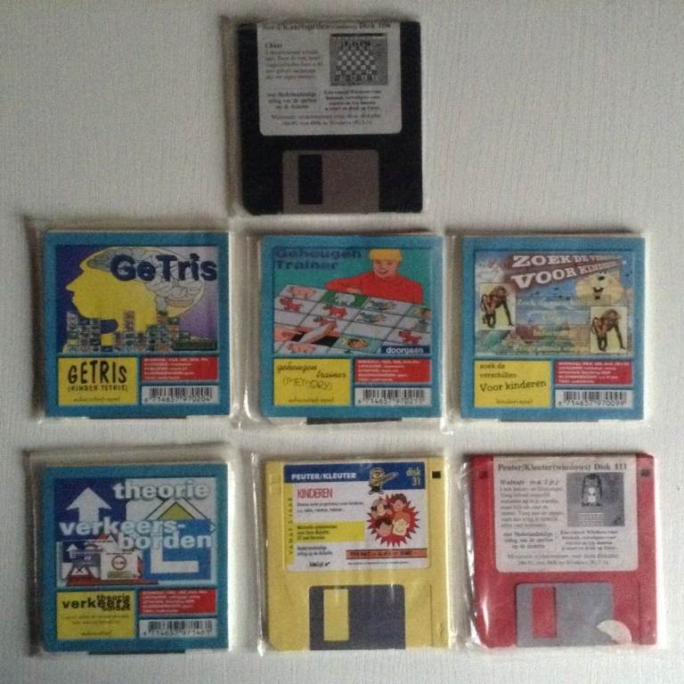 7 Vintage computer games kids/computer spelletjes voor kinderen; 1.4 MB disks.