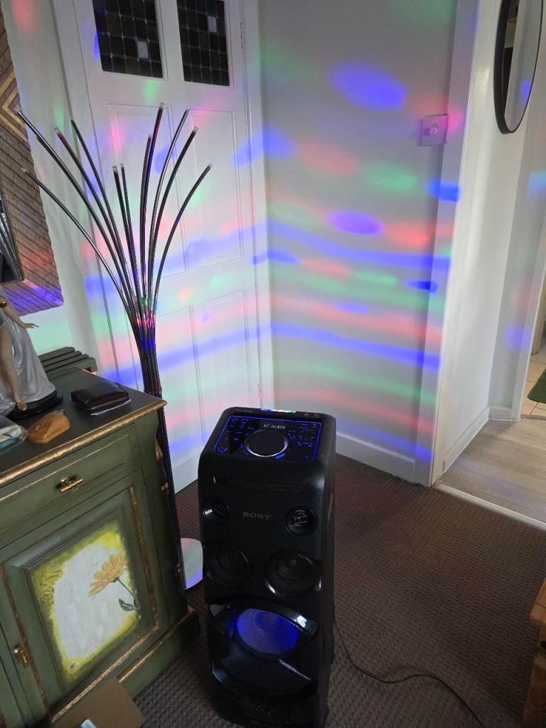 Sony MHC-V50D portable party speaker, ambient dj lighting DJ sounds Bluetooth and CD