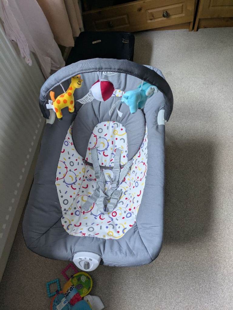 Baby Bouncer with Play Arch – Grey, Good Condition