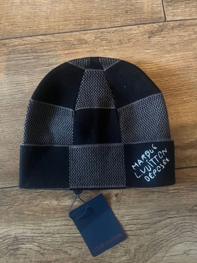 Grey and black Louis Vuitton LV beanie 