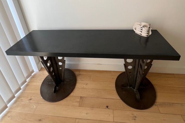 Industrial Style Black Console Table with Metal Base