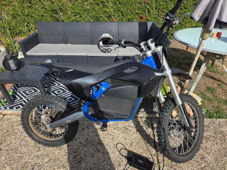 Electric Dirt Bike - Blue and Black, Good Condition