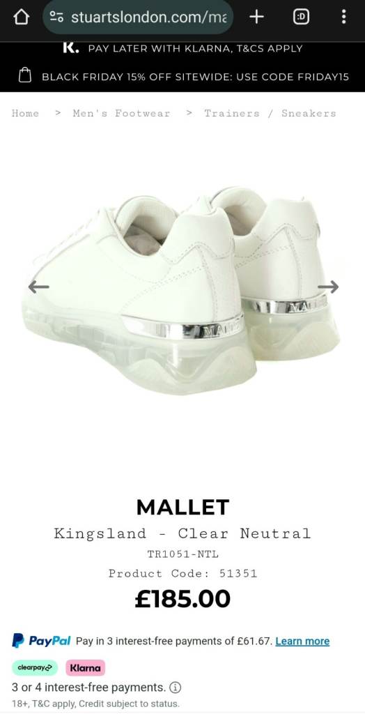 Leather trainers Mallet London 10UK