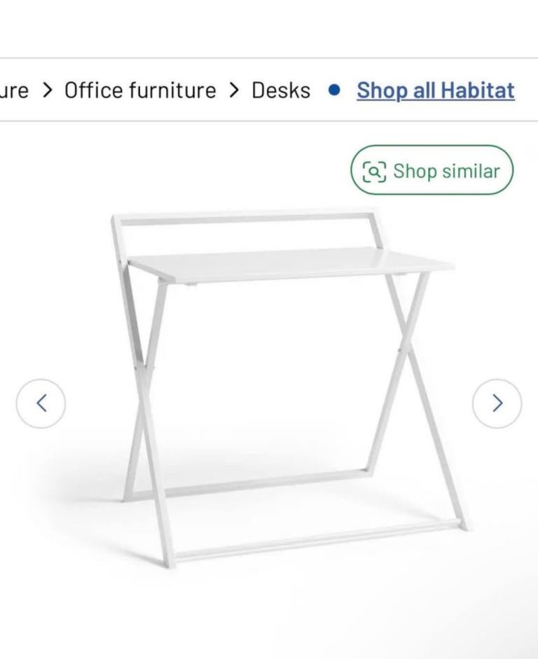 Habitat White Compact Folding Desk – Very Good Condition