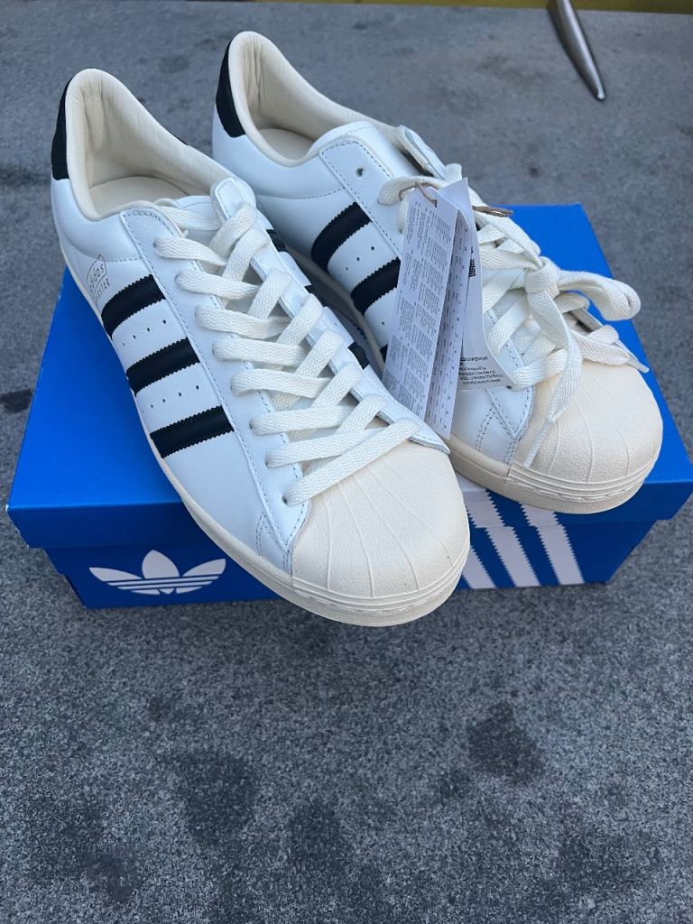Adidas Superstar Vintage Trainers - White Black, UK 11