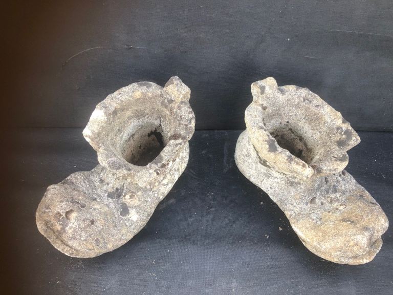 Pair of very heavy Stone Boot Planters