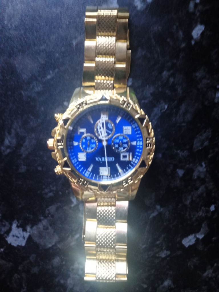 Collection only mens gold watch and gold necklace and gold ring 