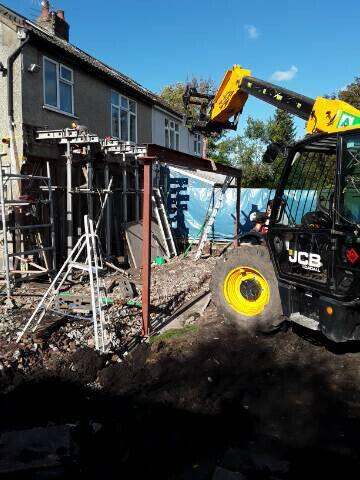 Chimneys Removed, Lintels Installed, Steel Beams Fabricated & Installed.
