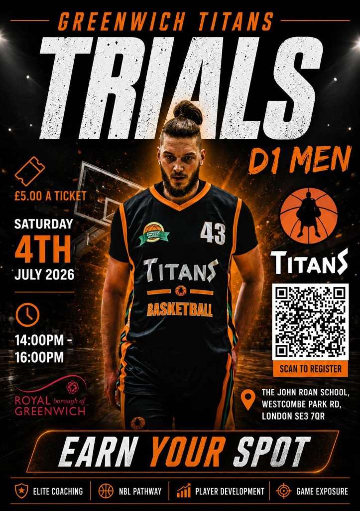 Men’s Basketball Players Wanted – Greenwich Titans Division 1 Trials